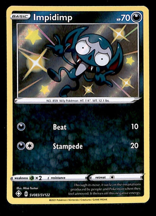 Shiny Impidimp Ultra Rare Shining Fates SV083/SV122, NM Pokemon Card Shiny Impidimp Ultra Rare Shining Fates SV083/SV122, NM Pokemon Card