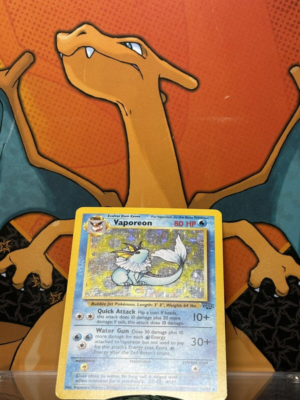 Vaporeon Holo Jungle EX, 12/64 Pokemon Card.