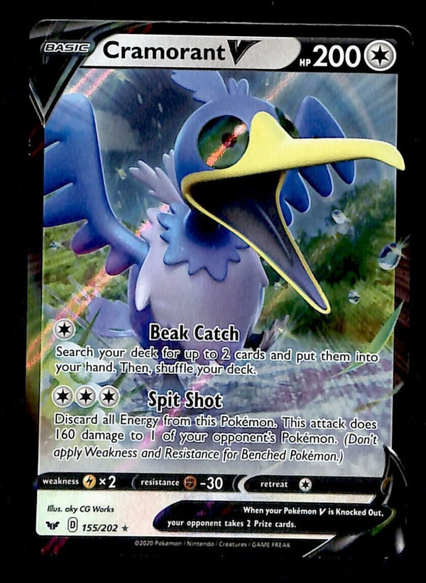 Cramorant V Full Art Sword & Shield Base 155/202, EX Pokemon Card