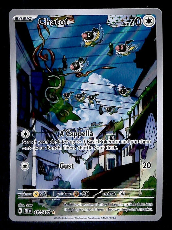Chatot Illustration Rare Temporal Forces 181/162, NM Pokemon Card Chatot Illustration Rare Temporal Forces 181/162, NM Pokemon Card