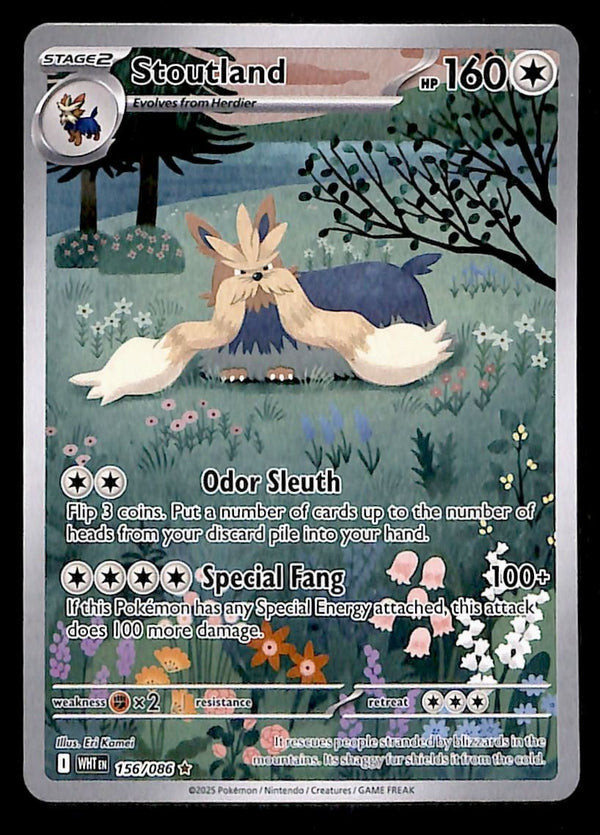 Stoutland Ilustration Rare White Flare 156/086, NM Pokemon Card