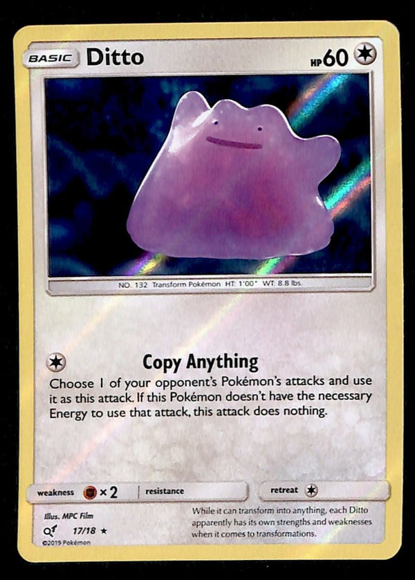 Ditto Holo Detective Pikachu 17/18, NM Pokemon Card.