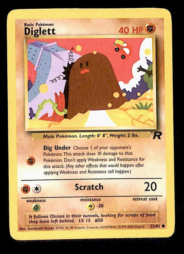 Diglett Team Rocket VG, 52/82 Pokemon Card.