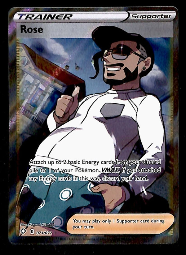 Rose Full Art Ultra Rare Trainer Shining Fates 071/072, NM Pokemon Car Rose Full Art Ultra Rare Trainer Shining Fates 071/072, NM Pokemon Car