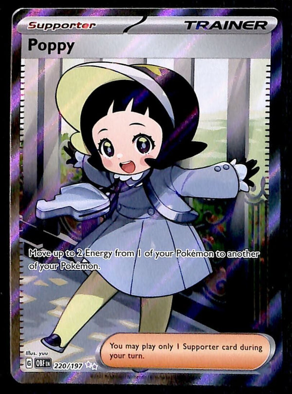 full art poppy pokemon card Poppy Full Art Secret Rare Obsidian Flames 220/197, NM Pokemon Card