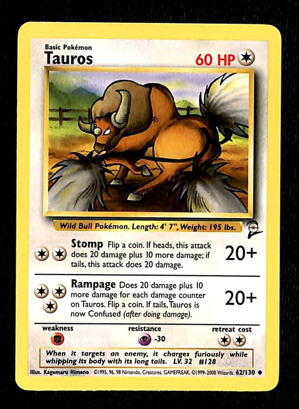 Tauros Base Set 2 NM, 62/130 Pokemon Card