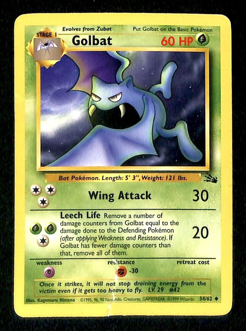 Golbat Fossil VG, 34/62 Pokemon Card