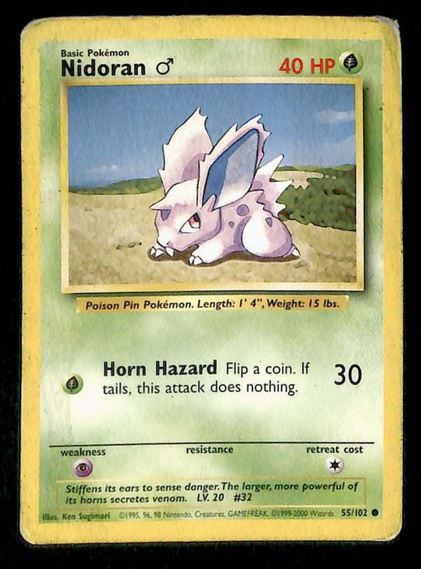 Nidoran Base Set 1999-2000 4th Print VG, 55/102 Pokemon Card.