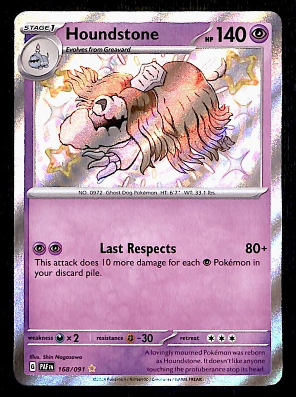 Shiny Houndstone Ultra Rare Paldean Fates 168/091, NM Pokemon Card Shiny Houndstone Ultra Rare Paldean Fates 168/091, NM Pokemon Card