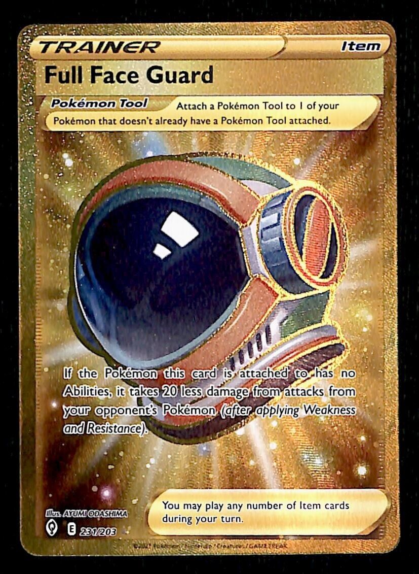 Full Face Guard Gold Secret Rare Evolving Skies 231/203, NM Pokemon Card