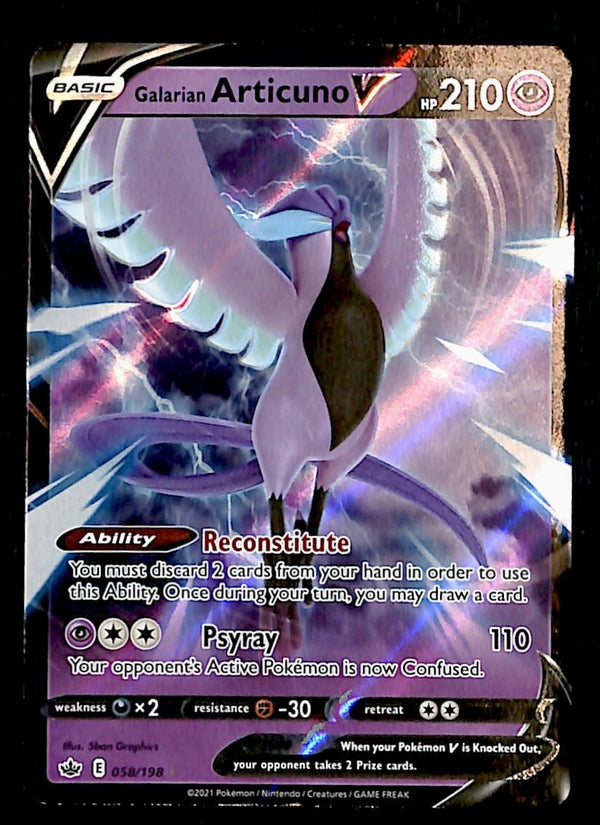 Articuno V Ultra Rare Chilling Reign 058/264, NM Pokemon Card