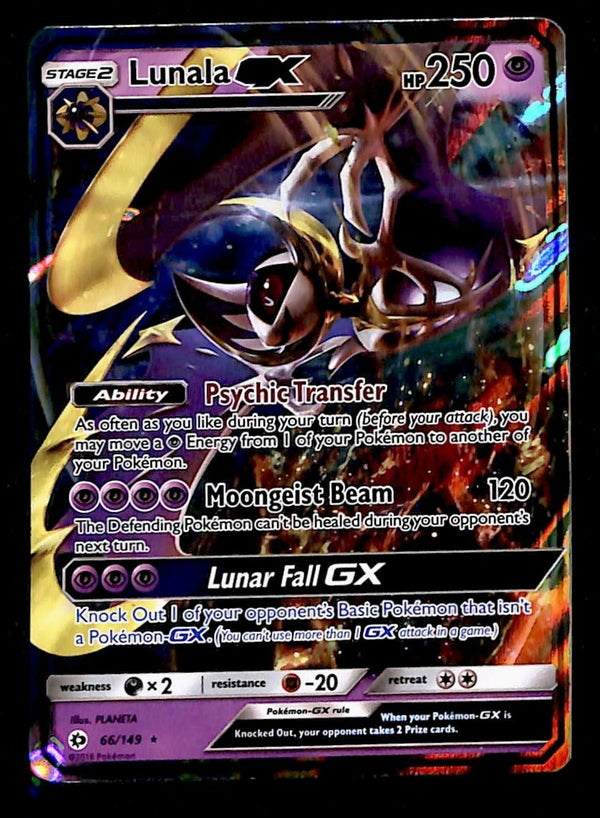 Lunala GX Ultra Rare Sun & Moon 66/149, NM Pokemon Card Lunala GX Ultra Rare Sun & Moon 66/149, NM Pokemon Card