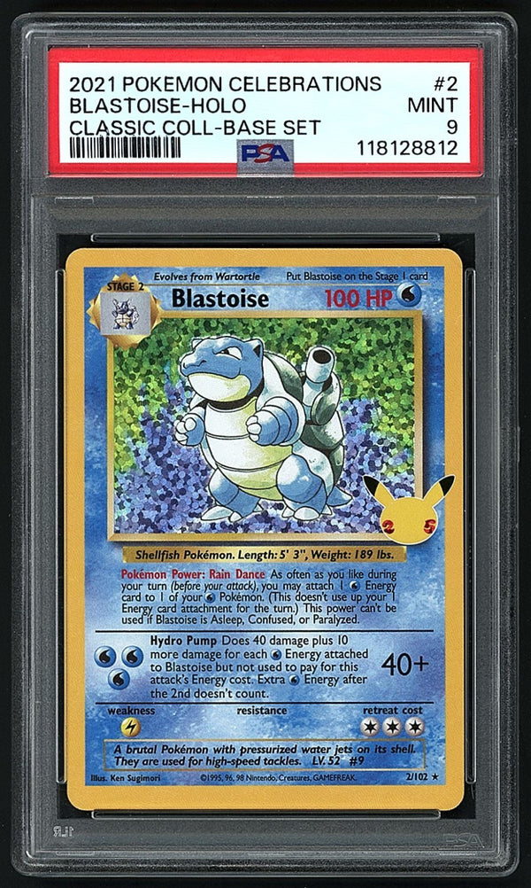 Blastoise Holo Celebrations 2/102 , PSA 9 Pokémon Card