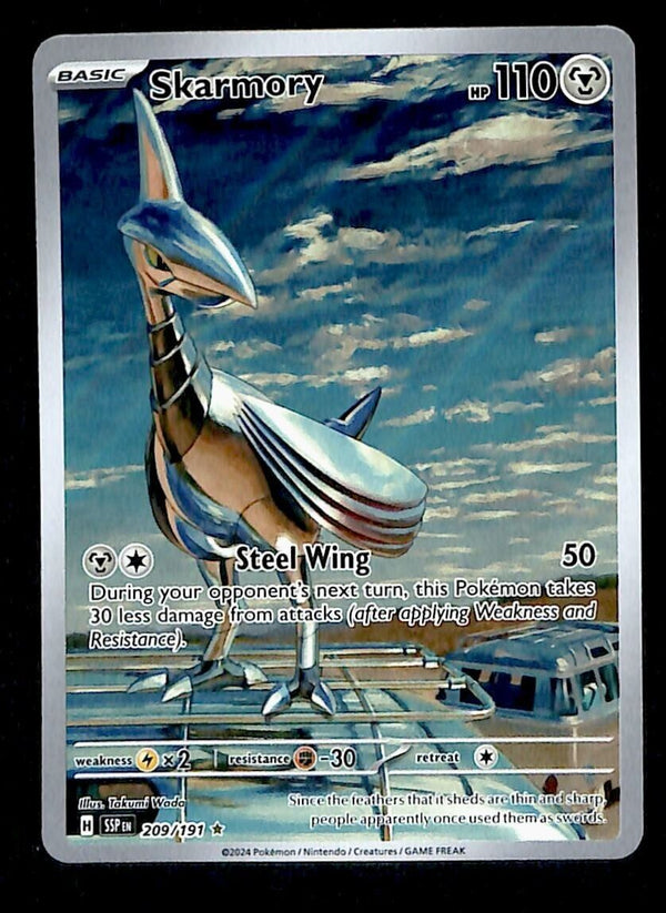 Skarmory Illustration Rare Surging Sparks 209/191, NM Pokemon Card