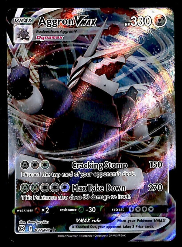 Aggron Vmax Full Art Ultra Rare Brilliant Stars 097/172, NM Pokemon Ca Aggron Vmax Full Art Ultra Rare Brilliant Stars 097/172, NM Pokemon Ca