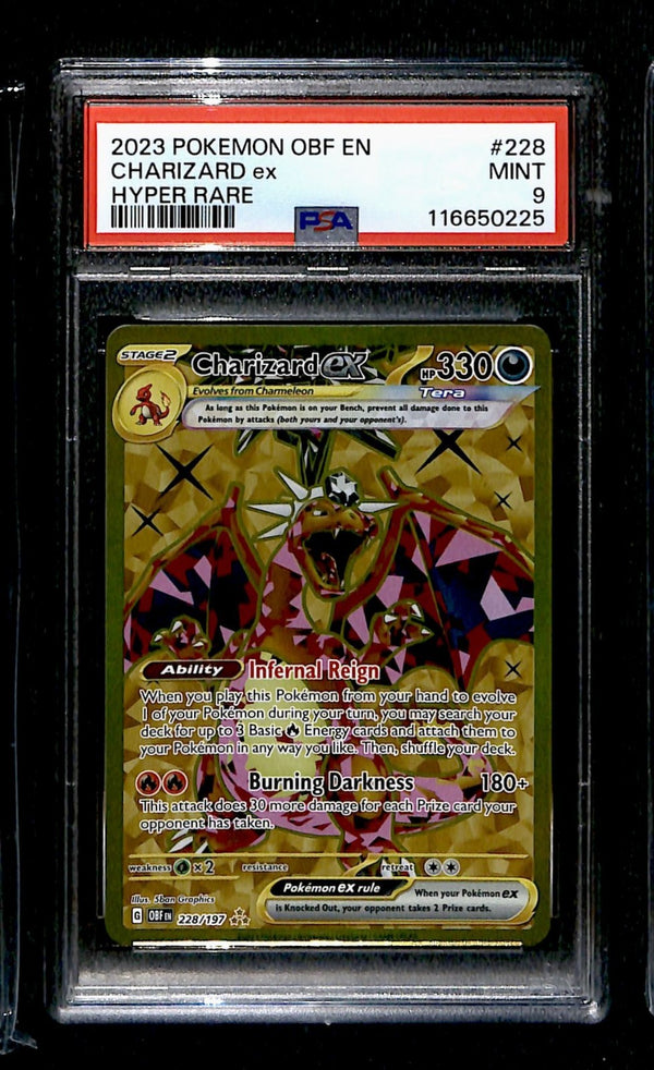 Charizard ex Hyper Rare Gold Obsidian Flames 228/197, PSA 9 Pokemon Card