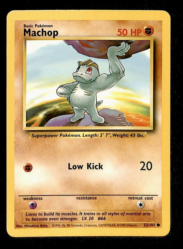 Machop Base Set 1999 Unlimited Print NM, 52/102 Pokemon Card.