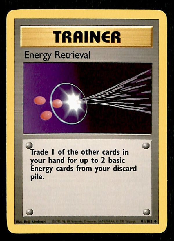 Energy Retrieval Base Set 1999 Unlimited Print NM, 81/102 Pokemon Card.