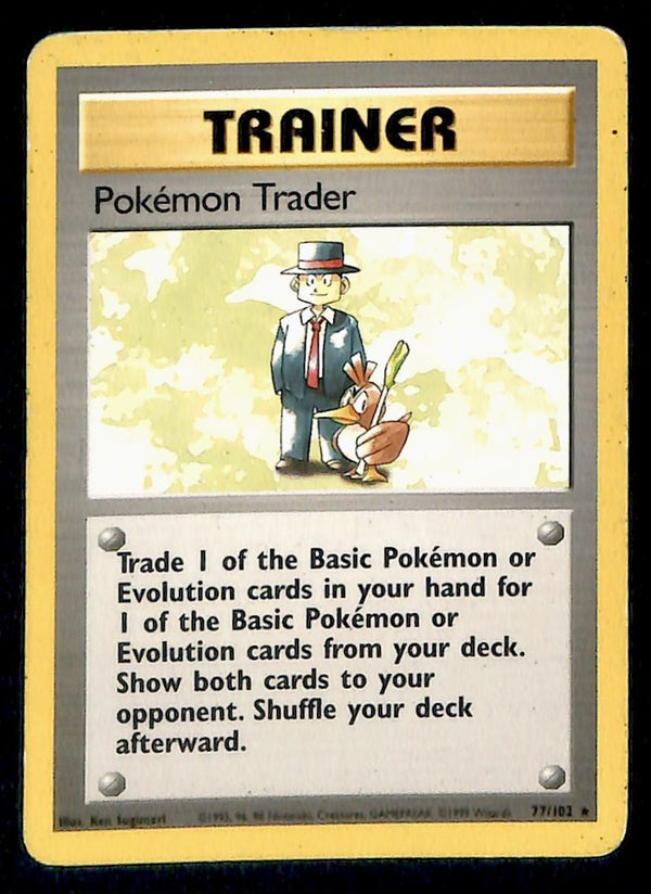 Pokemon Trader Base Set 1999 Unlimited LP, 77/102 Pokemon Card.