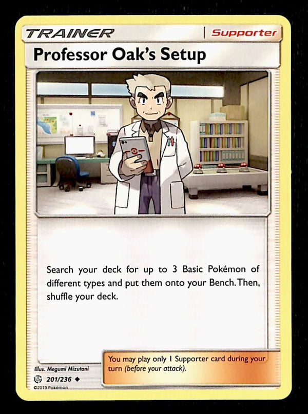 Professor Oak's Setup Trainer Common Unified Minds 201/236, NM Pokemon Card