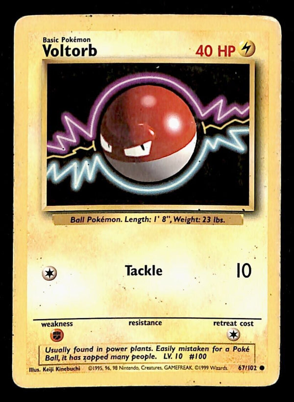 Voltorb Base Set 1999 Unlimited Print VG, 67/102 Pokemon Card.
