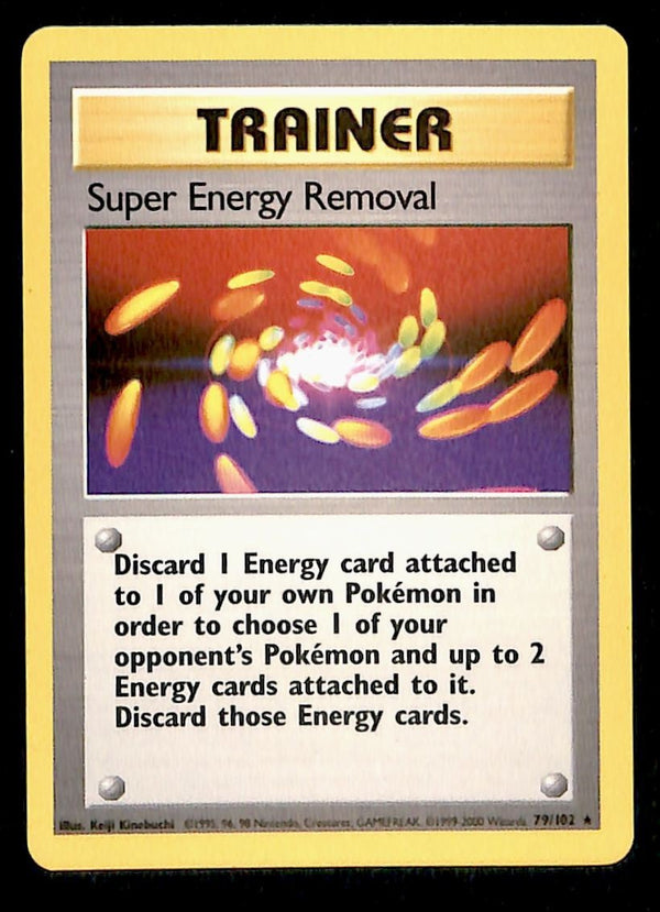 Super Energy Removal Base Set 1999 - 2000 4th Print NM, 79/102 Pokemon Card.