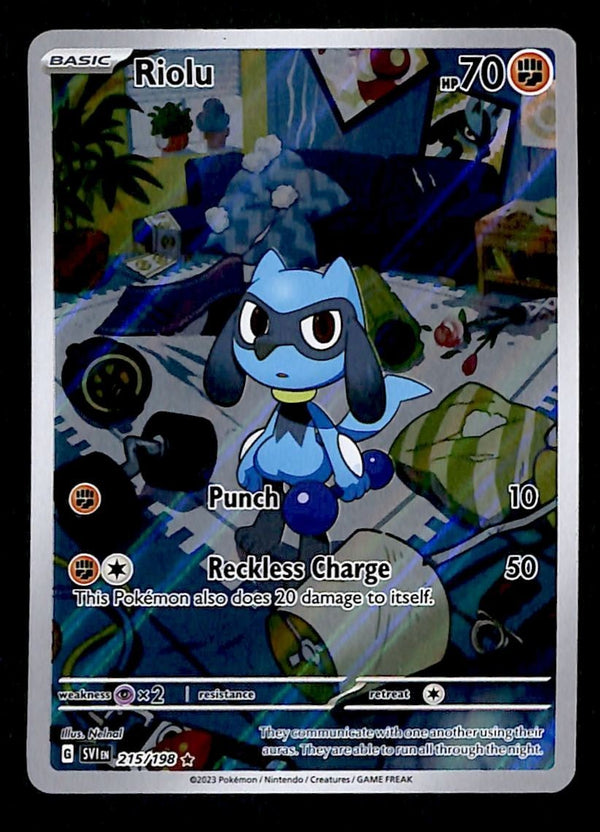 Riolu Illustration Rare Ultra Rare Scarlet & Violet 215/198, NM Pokemon Card