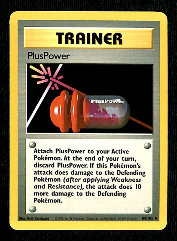 PlusPower Base Set 1999 Unlimited Print NM, 84/102 Pokemon Card.