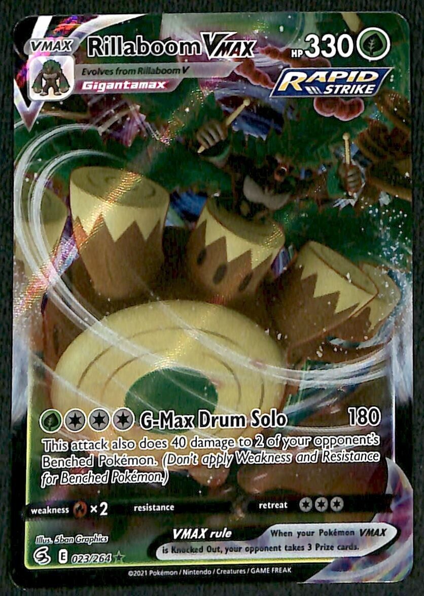 Rillaboom Vmax Fusion Strikes 023/264, NM Pokemon Card