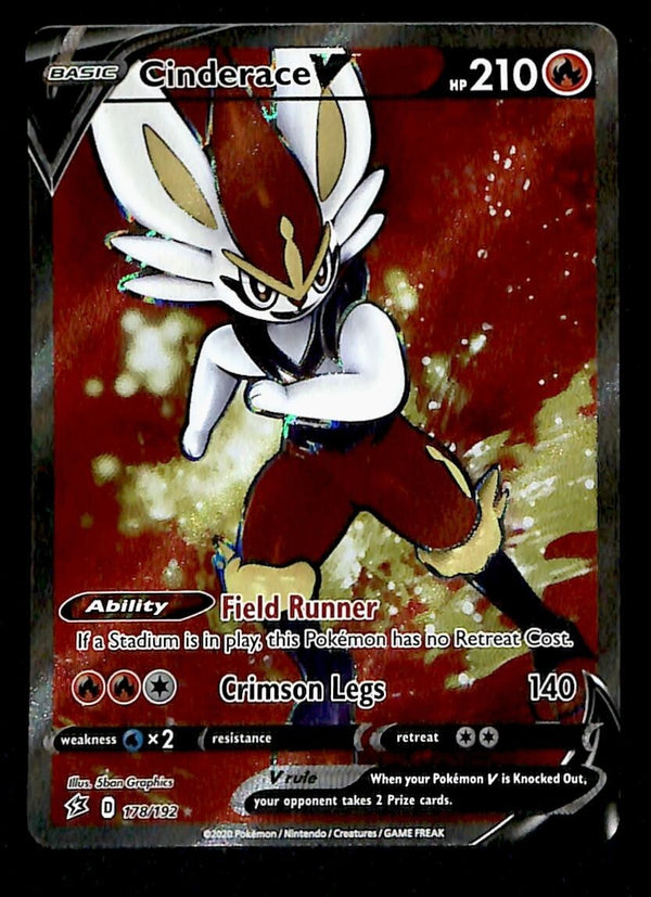 Cinderace V Full Art Rebel Clash 178/192, NM Pokemon Card