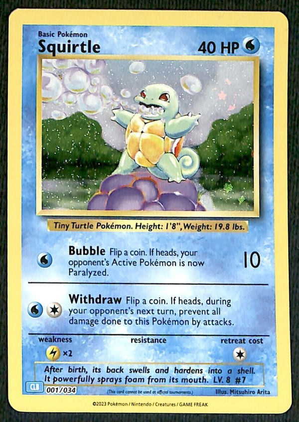 Squirtle Holo Classic Collection 001/034, NM Pokemon Card Squirtle Holo Classic Collection 001/034, NM Pokemon Card