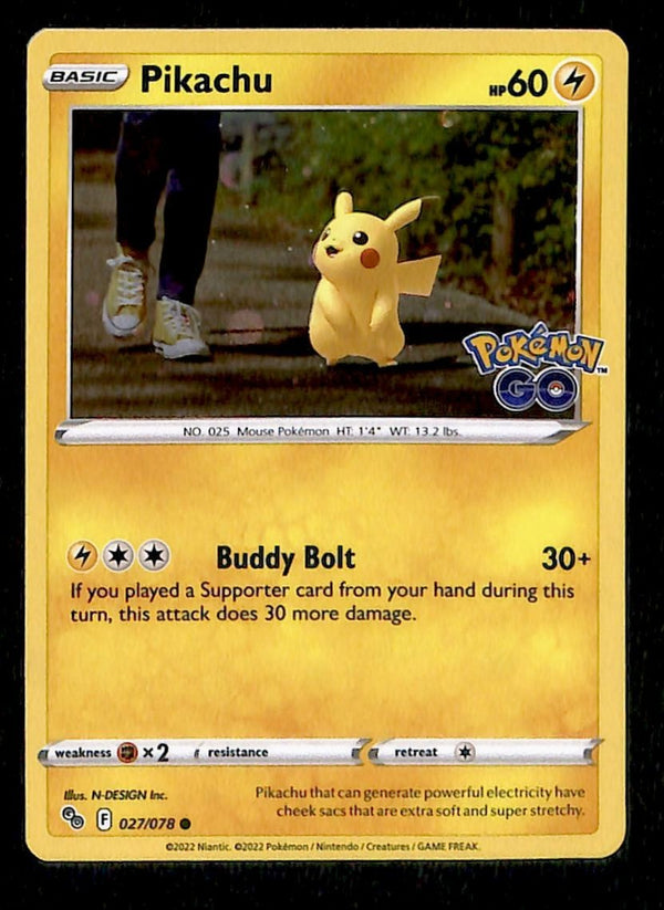 Pikatchu Cosmos Holo Pokemon GO 027/078, NM Pokemon Card