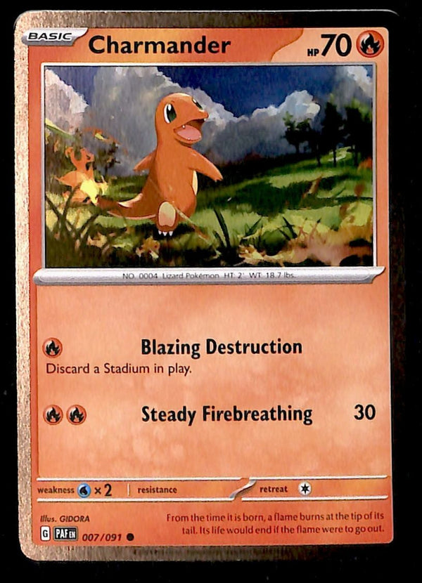 Charmander Cosmos Holo Rare Paldean Fates 007/091, NM Pokemon Card