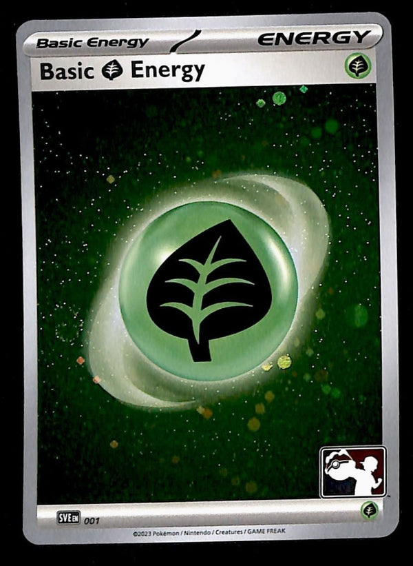 Grass Energy Holo 2023 Play! Stamped SVE 001, NM Pokemon Card