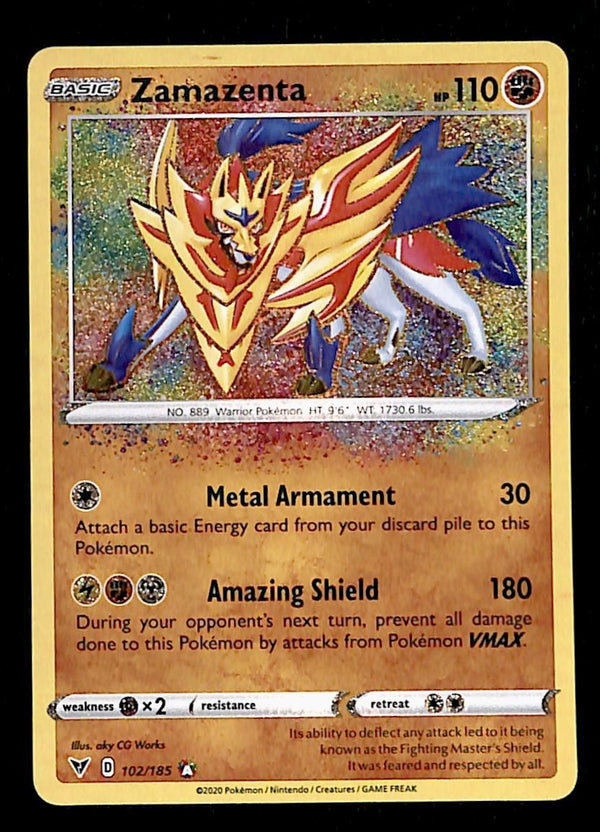 Zamazenta Amazing Rare Vivid Voltage 102/185, NM Pokemon Card Zamazenta Amazing Rare Vivid Voltage 102/185, NM Pokemon Card