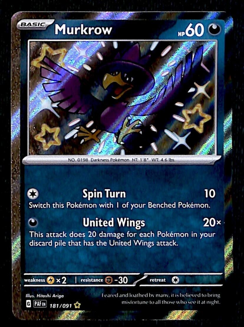 Shiny Murkrow Ultra Rare Paldean Fates 181/091, NM Pokemon Card