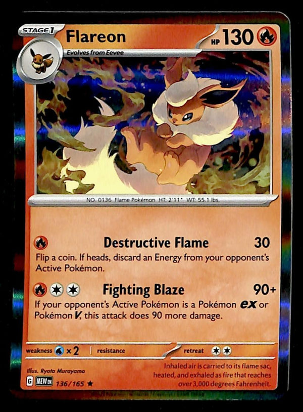 Flareon Holo Scarlet & Violet 151 136/165, NM Pokemon Card Flareon Holo Scarlet & Violet 151 136/165, NM Pokemon Card