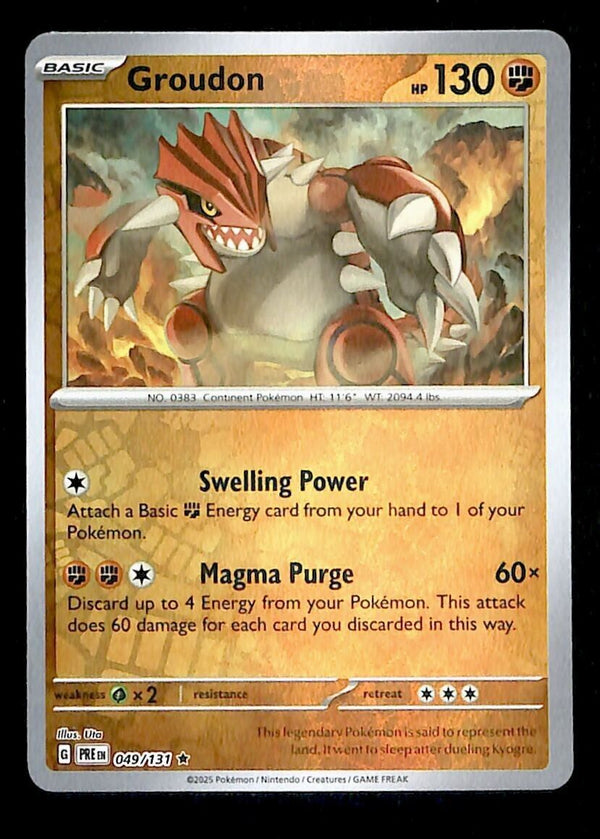 Groudon Reverse Holo Prismatic Evoloutions 049/131, NM Pokemon Card