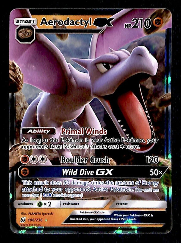 Aerodactyl GX Ultra Rare Unified Minds 106/236, NM Pokemon Card