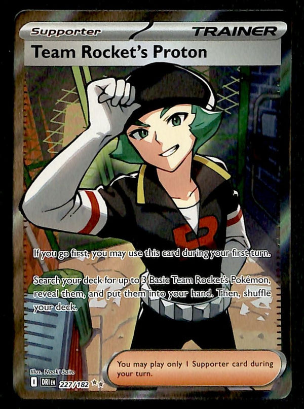 Team Rockets Proton Full Art Trainer Destined Rivals 227/182, NM PokemonCard