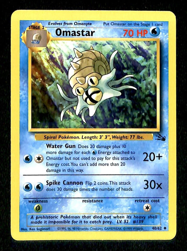 Omastar Fossil EX, 40/62 Pokemon Card