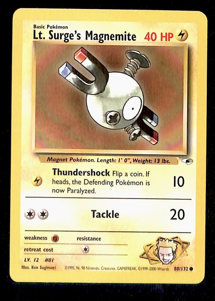 Lt. Surge's Magnemite Gym Heroes EX,  80/132 Pokemon Card.