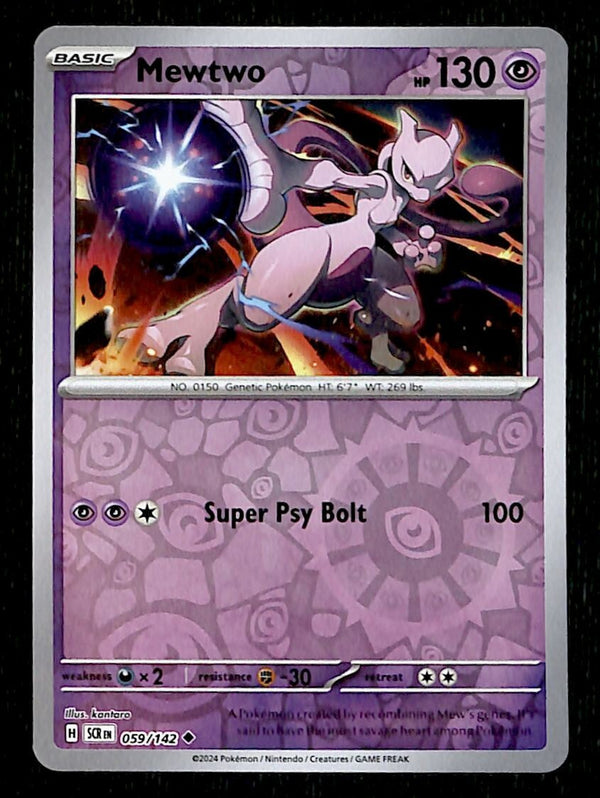 Mewtwo Reverse Holo Stellar Crown 059/142, NM Pokemon Card