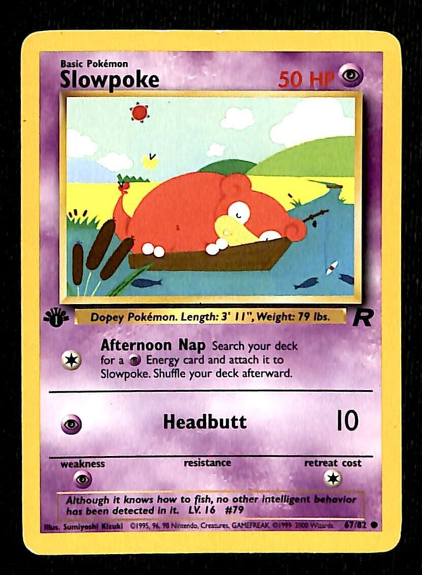Slowpoke Team Rocket 1st Edition EX, 67/82 Pokemon Card.