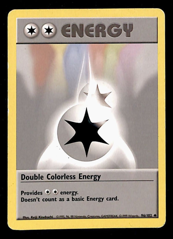 Double Colorless Energy Base Set 1999 Unlimited LP, 96/102 Pokemon Card.