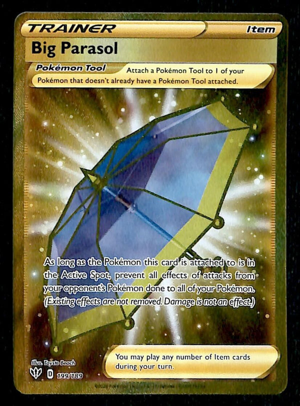Big Parasol Gold Card Darkness Ablaze 199/189, NM Pokemon Card Big Parasol Gold Card Darkness Ablaze 199/189, NM Pokemon Card