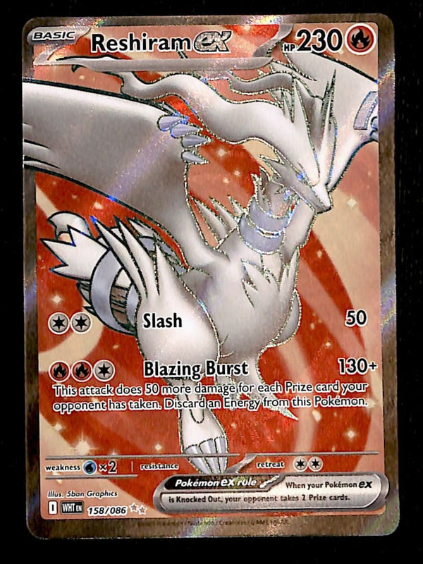 Reshiram ex Full Art White Flare 158/086, NM Pokemon Card