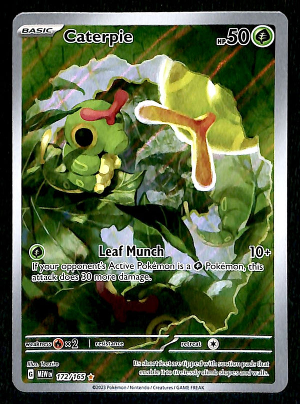 Caterpie Illustration Rare Scarlet & Violet 151 172/165, NM Pokemon Card