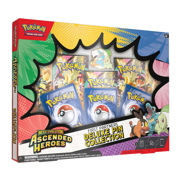 Mega Evolution Ascended Heroes - First Partners Deluxe Pin Collection Box