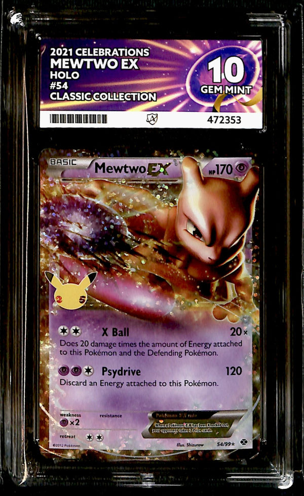Mewtwo ex Celebrations 54/99, ACE 10 Pokemon Card